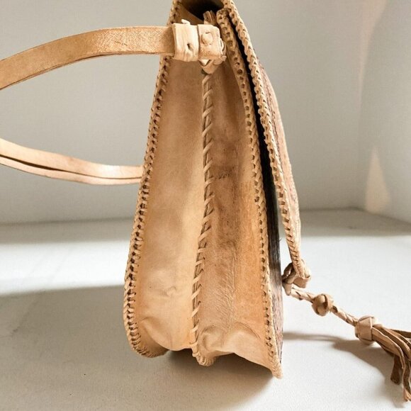 Vintage Real Snakeskin Oval Shaped Saddle Shoulder  Bag - Picture 3 of 6